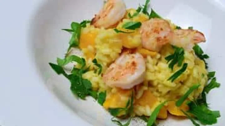 Receita de Risoto de Abóbora e Camarão