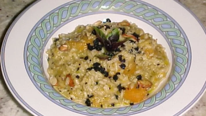 Receita de Risoto de Abóbora, Amêndoas e Trufas Negras