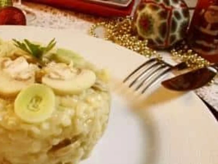 Risoto de Alho-poró e Cogumelos Frescos
