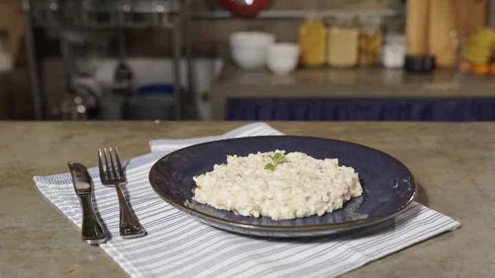 Receita de Risoto com Tender, Pera e Creme de Ricota