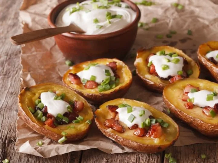 Batatas Cozidas com Molho de Requeijão e Bacon
