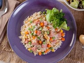 Receita de Arroz de Forno com Presunto e Mussarela, enviada por Marlene Ferreira - Prazer à Mesa
